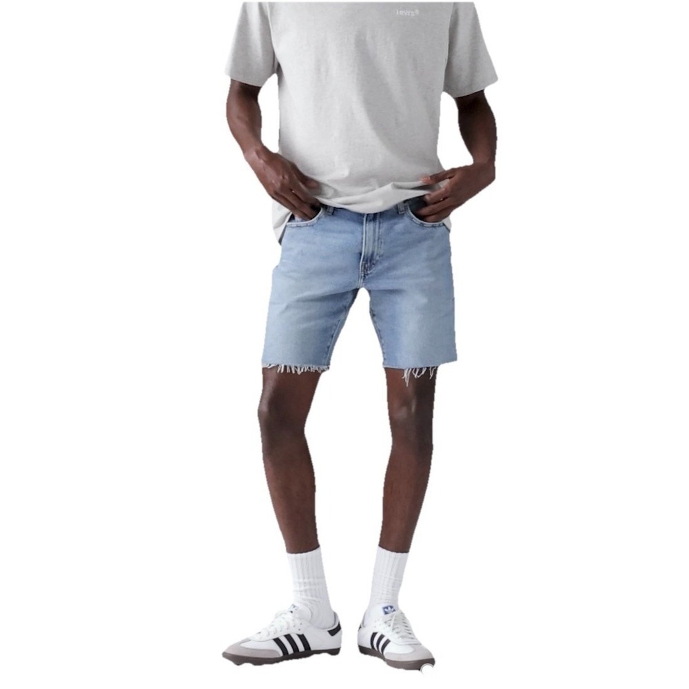 Levi's 412 Jean Shorts Mens 36 Slim Jorts Light Wash Denim Cutoffs Distressed